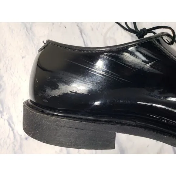 Bates Shoes MENS 10.5 Military Oxford 12-D-1017 Gloss Black Patent Leather Lace