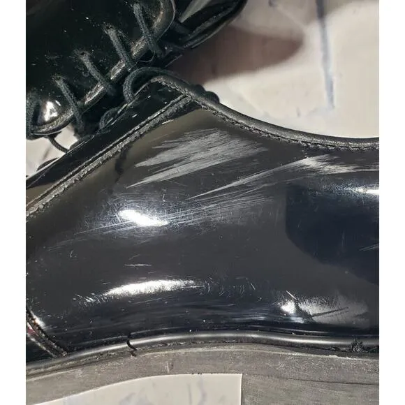 Bates Shoes MENS 10.5 Military Oxford 12-D-1017 Gloss Black Patent Leather Lace
