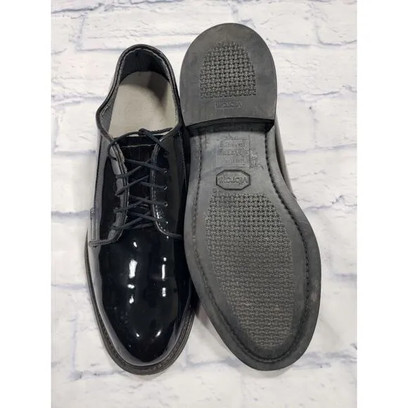 Bates Shoes MENS 10.5 Military Oxford 12-D-1017 Gloss Black Patent Leather Lace