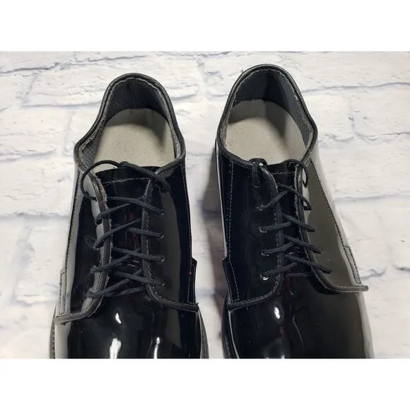 Bates Shoes MENS 10.5 Military Oxford 12-D-1017 Gloss Black Patent Leather Lace