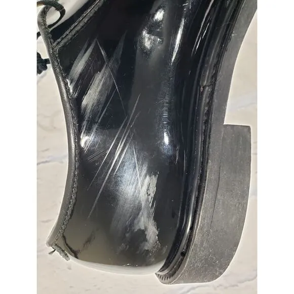 Bates Shoes MENS 10.5 Military Oxford 12-D-1017 Gloss Black Patent Leather Lace