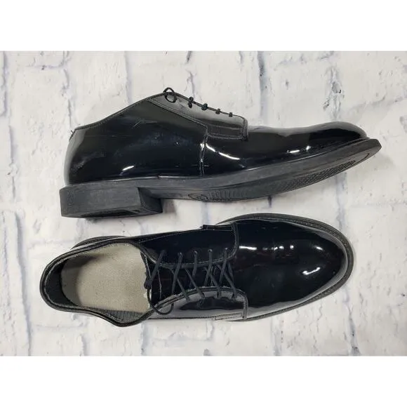 Bates Shoes MENS 10.5 Military Oxford 12-D-1017 Gloss Black Patent Leather Lace