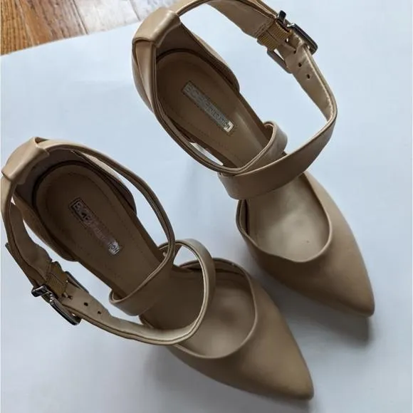 Bcbg bcbgeneration nude pointed high heels ankle straps 7.5
