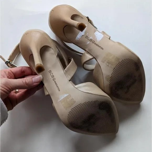 Bcbg bcbgeneration nude pointed high heels ankle straps 7.5