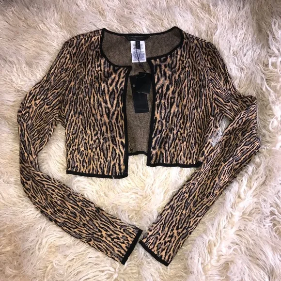 BCBG MAX AZRIA Crop Lanai Leopard Sweater NWT