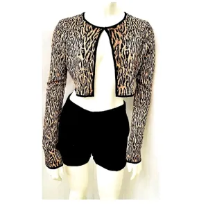 BCBG MAX AZRIA Crop Lanai Leopard Sweater NWT