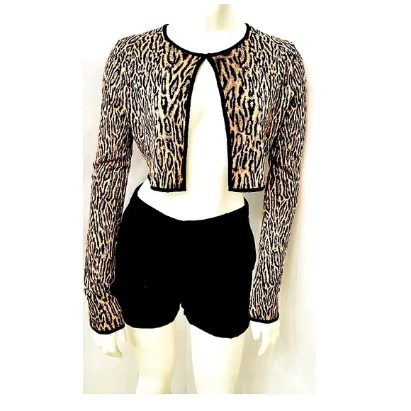 BCBG MAX AZRIA Crop Lanai Leopard Sweater NWT