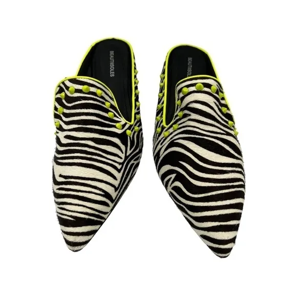 BEAUTIISOLES Black &amp; White Zebra-Stripe Sadie Mule