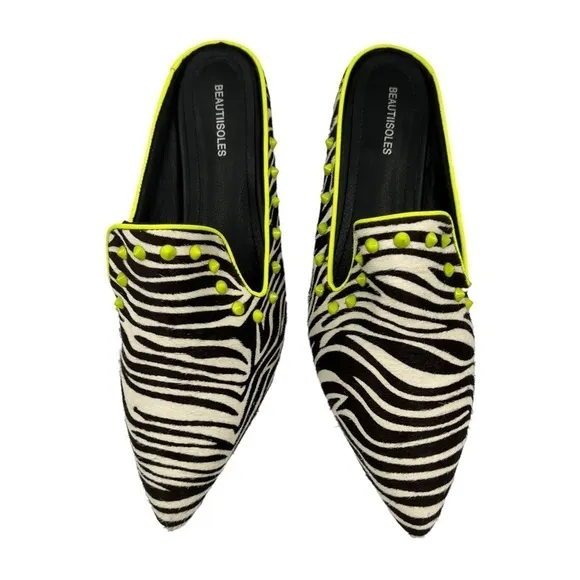 BEAUTIISOLES Black &amp; White Zebra-Stripe Sadie Mule