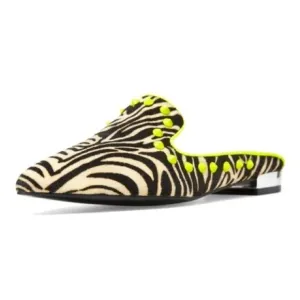 BEAUTIISOLES Black &amp; White Zebra-Stripe Sadie Mule