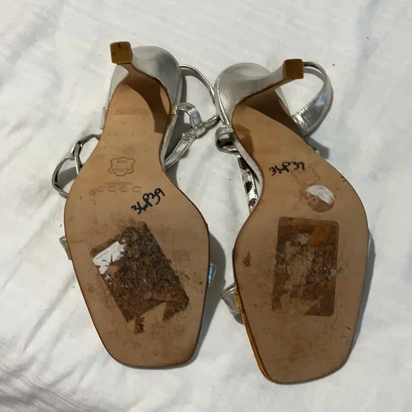 Bebe 8 silver leather soles leather heels not worn