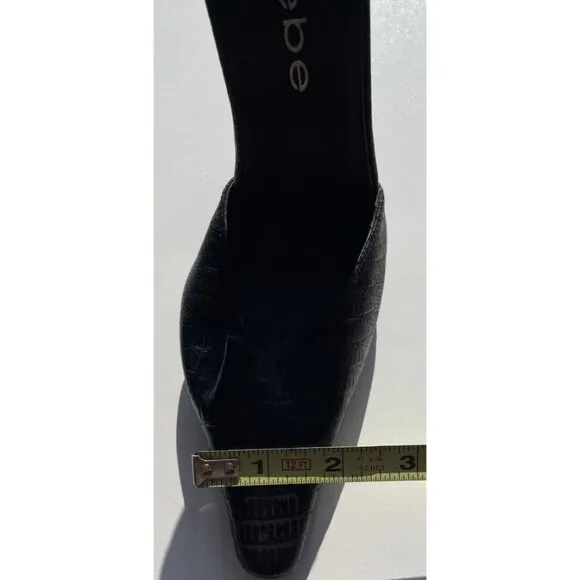 Bebe Women’s Sz 5 Black Crocodile Leather Platform Stiletto Heels Made in Spain