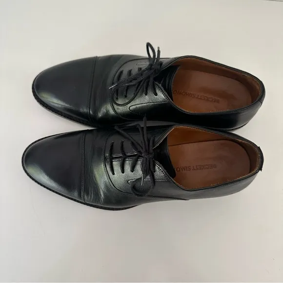 BECKETT SIMONON Black Dean Oxfords Leather Dress Shoes Size 7