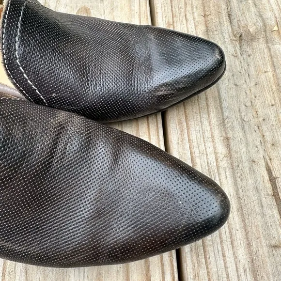 Bed Stu Graphito Genuine Leather Brenda Perforated Pointed Toe Mules