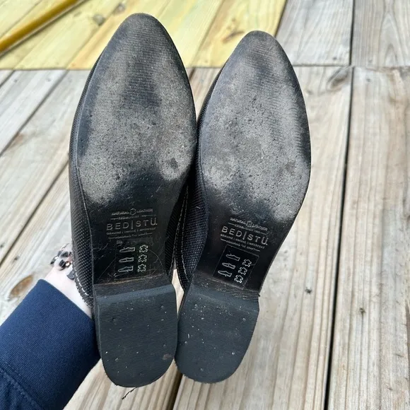 Bed Stu Graphito Genuine Leather Brenda Perforated Pointed Toe Mules