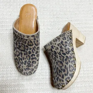 BEEK leopard leather and wooden Woodpecker heeled clogs 6
