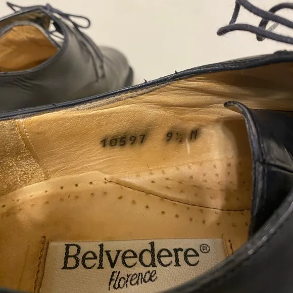 Belvedere Florence Men's Oxfords Dress Shoe in Black Leather
