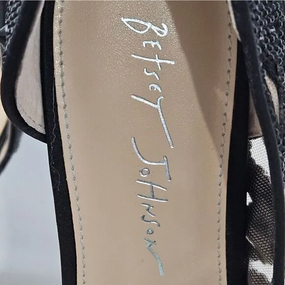 Betsey Johnson, black floral beaded heels. Size 9.5 NEW
