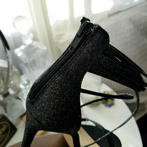 Betsey Johnson / Strappy Heels | Black &amp; Sparkly / Kora / Size 8.5