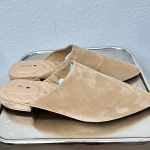 BIRDIES &quot;The Lark&quot; Tan Suede Leather Slip On Pointed Toe Mules - Size 8.5