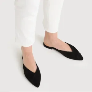 Birdies Black Suede The Swam Minimalist Preppy Quiet Luxury Coastal Mules 10