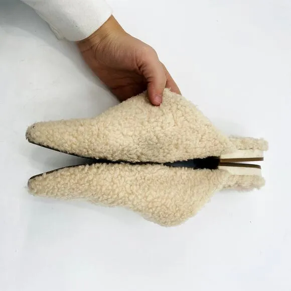 Birdies Sherpa Shearling Pointed Tole Mules