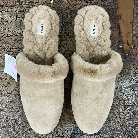 Birdies Songbird Leather Faux Fur Mules