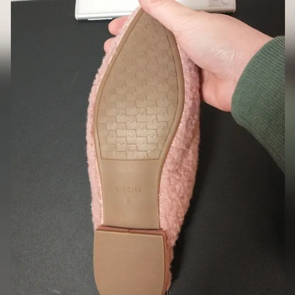 Birdies The Lark Blush Faux Shearling Slides, size 8