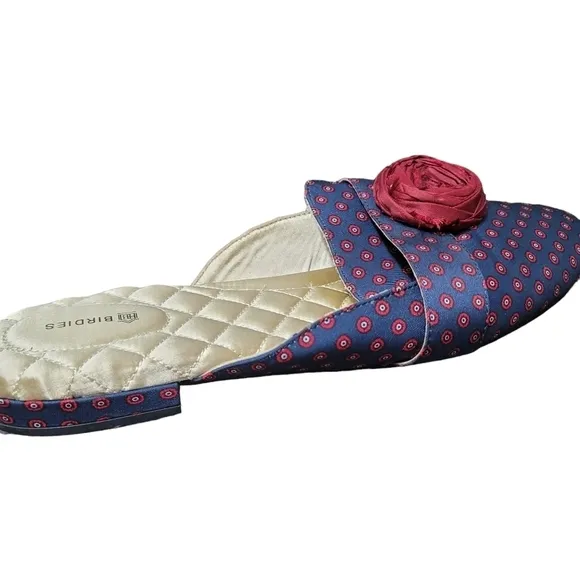 BIRDIES The Robin Upcycled Satin Mule Flat Slipper