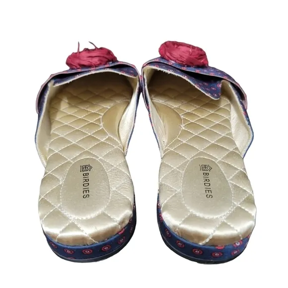 BIRDIES The Robin Upcycled Satin Mule Flat Slipper