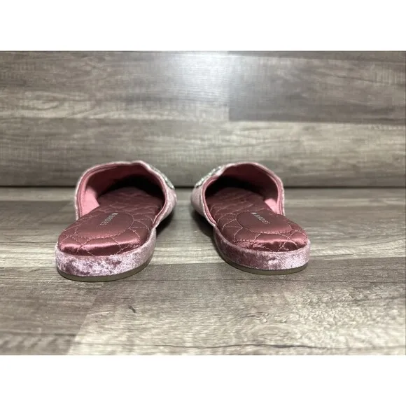 Birdies The Swan Jeweled Raspberry Velvet Sparkle Mules Pointed Toe Women Sz 9.5