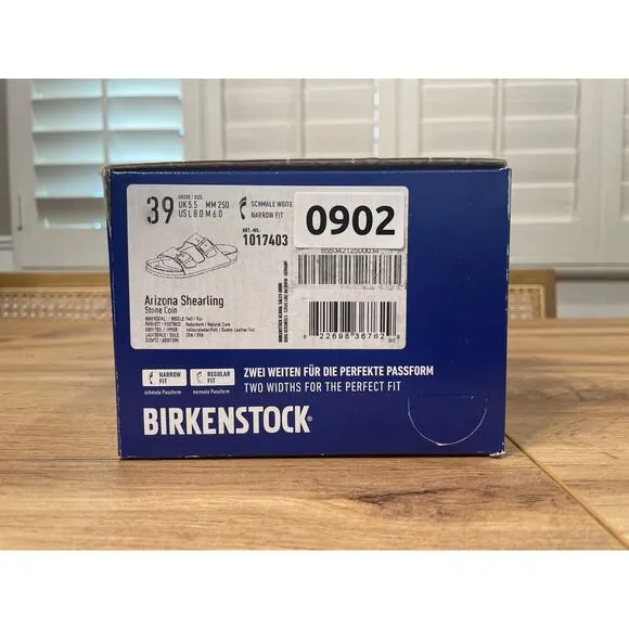 Birkenstock Arizona Shearling Sandals Suede Stone Coin Size 8 US 39 EU NIB