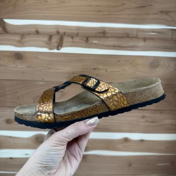 Birkenstock Birki's Metallic Bronze  Snake Sandals Size 40 / US 9, 9.5