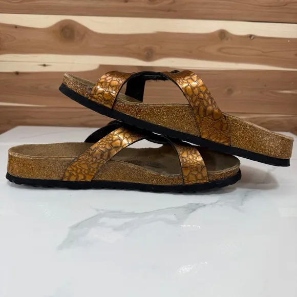 Birkenstock Birki's Metallic Bronze  Snake Sandals Size 40 / US 9, 9.5
