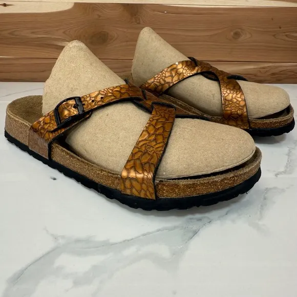 Birkenstock Birki's Metallic Bronze  Snake Sandals Size 40 / US 9, 9.5