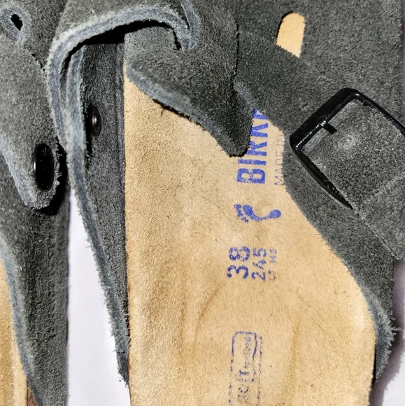 Birkenstock Boston dark gray suede leather, sz 38