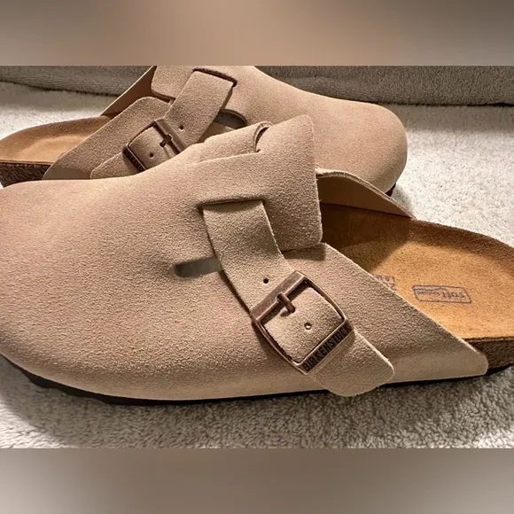 Birkenstock Boston Taupe Suede Clog Shoes EUR 40