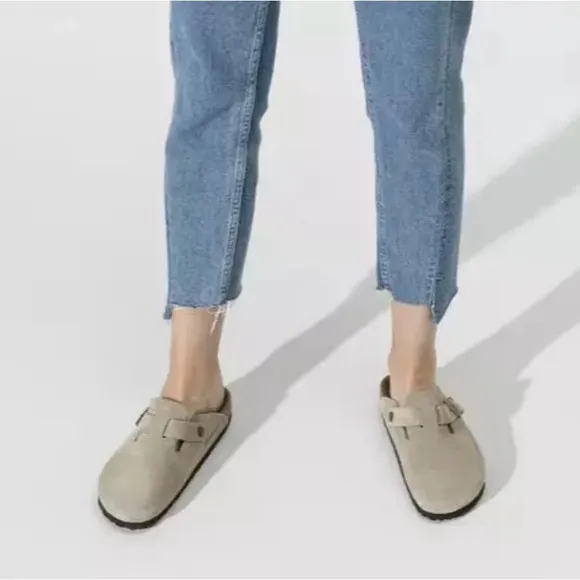Birkenstock Boston Taupe Suede Clog Shoes EUR 40