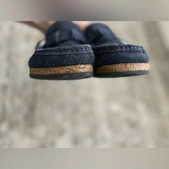 Birkenstock Buckley Shearling Mules Size 37 (us 6) Blue Suede Clogs Slip on