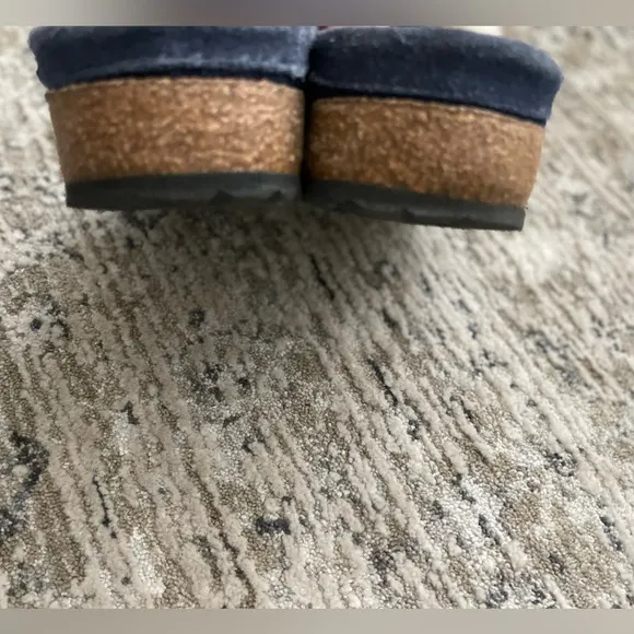 Birkenstock Buckley Shearling Mules Size 37 (us 6) Blue Suede Clogs Slip on