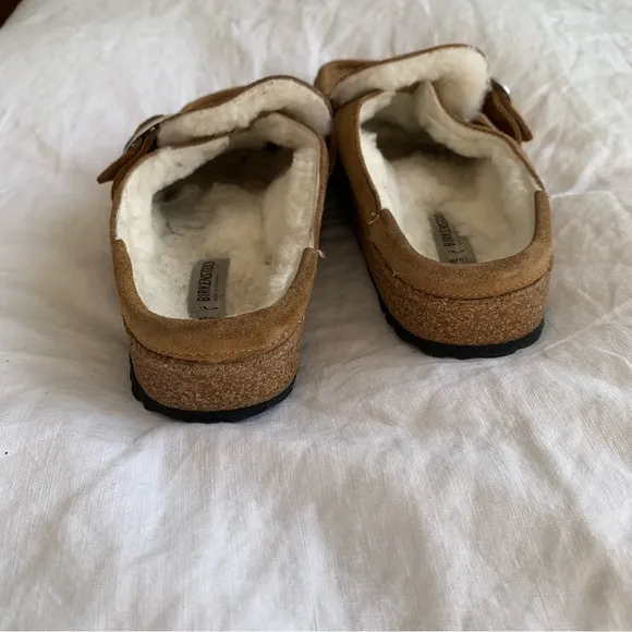 Birkenstock Buckley Shearling Suede Leather Buckle Clogs Mules