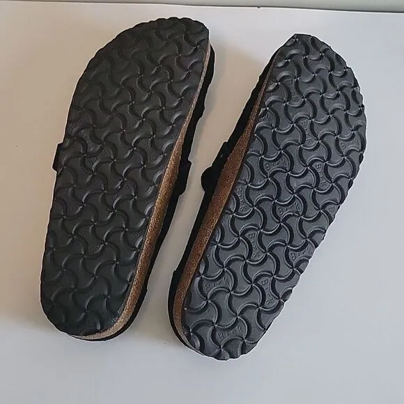 Birkenstock Buckley  Suede Black Buckled Mules Clogs EU 42 Regular Narrow Width