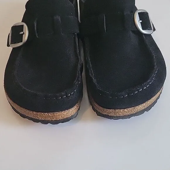 Birkenstock Buckley  Suede Black Buckled Mules Clogs EU 42 Regular Narrow Width