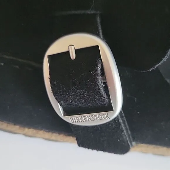 Birkenstock Buckley  Suede Black Buckled Mules Clogs EU 42 Regular Narrow Width