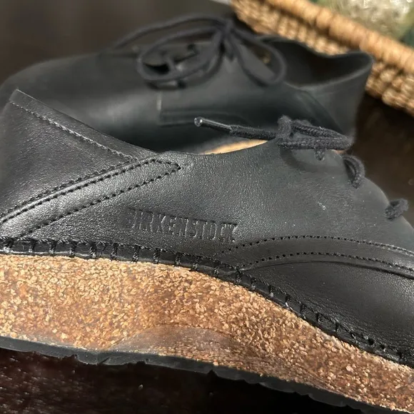 BIRKENSTOCK Gary Plain Toe Derby in Black Leather Size EU 39 / US 8 Like New