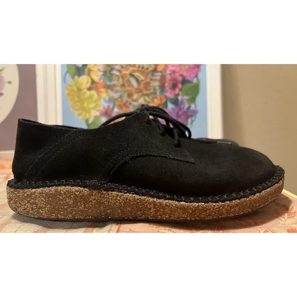 Birkenstock Gary Suede Leather Shoes Lace Up Ladies Size 36/US 5-5.5 Black Suede
