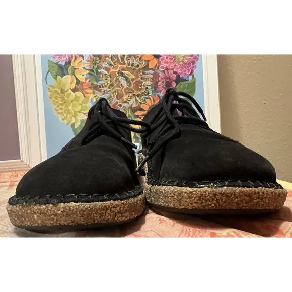 Birkenstock Gary Suede Leather Shoes Lace Up Ladies Size 36/US 5-5.5 Black Suede