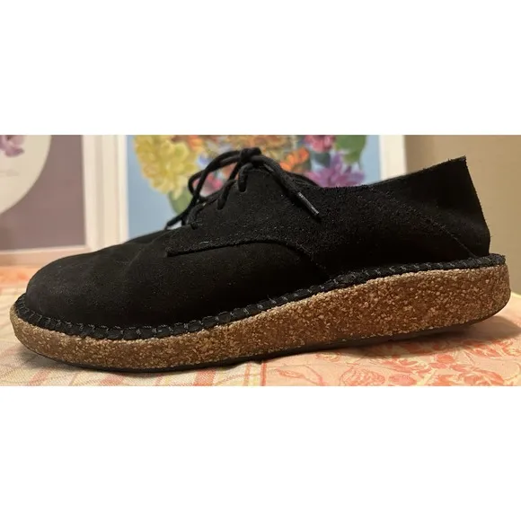 Birkenstock Gary Suede Leather Shoes Lace Up Ladies Size 36/US 5-5.5 Black Suede