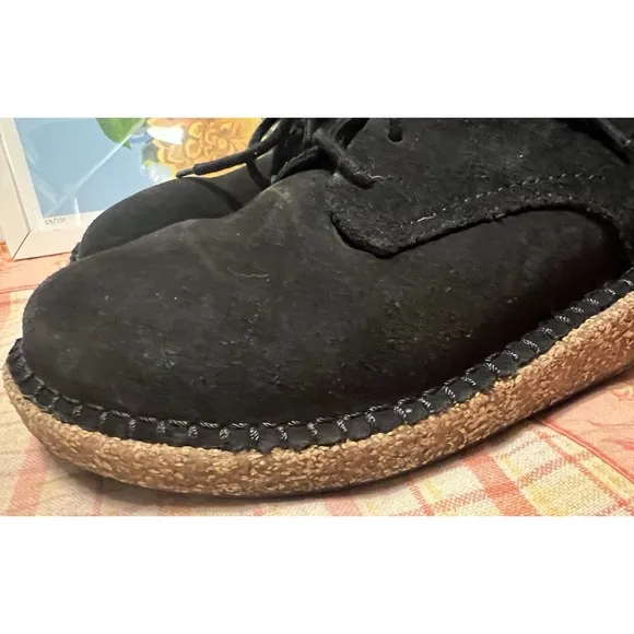 Birkenstock Gary Suede Leather Shoes Lace Up Ladies Size 36/US 5-5.5 Black Suede