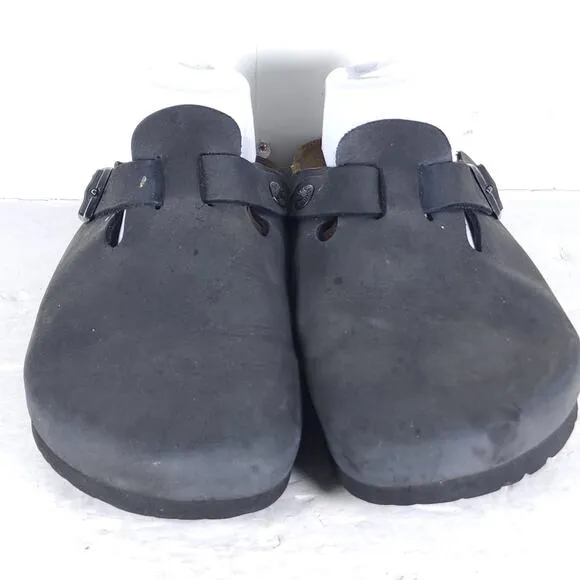 Birkenstock Men's Boston US11 EU44 Gray Leather Closed Toe Suede Mules Clogs